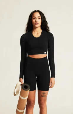 Collective Rib Cropped Ls Top W